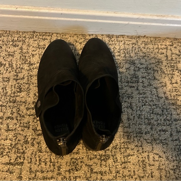 Eileen Fisher Tread Black Tumbled Nubuck Wedge Ankle Boots Size 6 - Picture 6 of 10